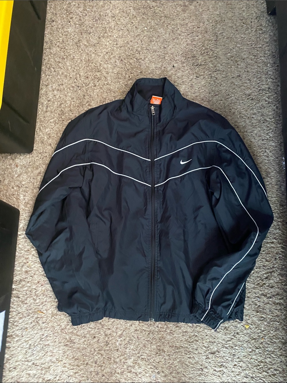 Nike Black Windbreaker Jacket with White Piping